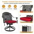 thumbnail image 6 of Hzzkey 5-Piece Outdoor Dining Set, Cast Aluminum Rectangle Table with Swivel Chairs, Cushions, Umbrella Hole, 6 of 10