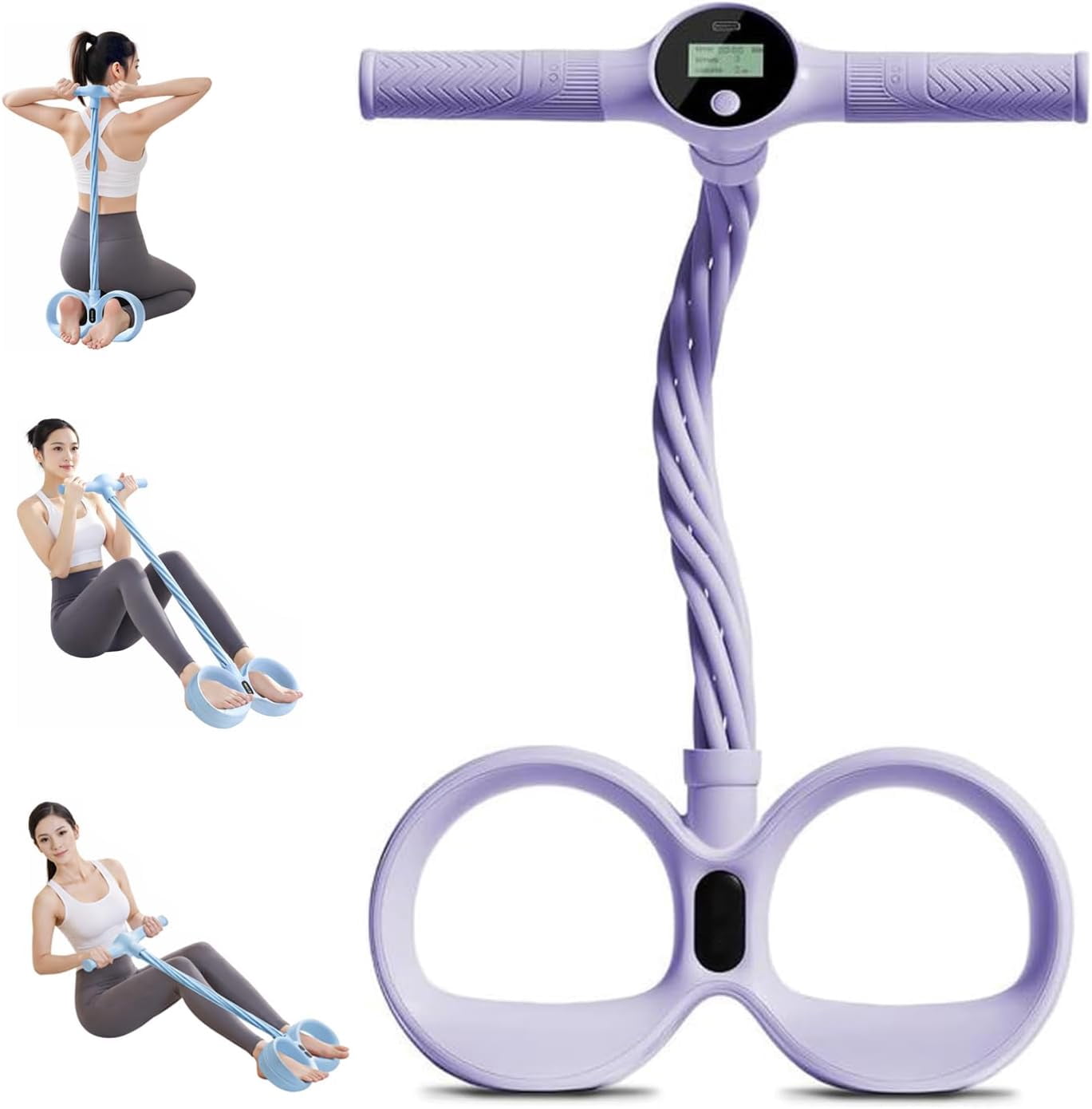 Upgraded Smart Foot Pedal Puller, 6 Tube Pedal Puller Resistance Band with Digital Counter & Handles, for Full Body Stretching, Yoga, Home Workout