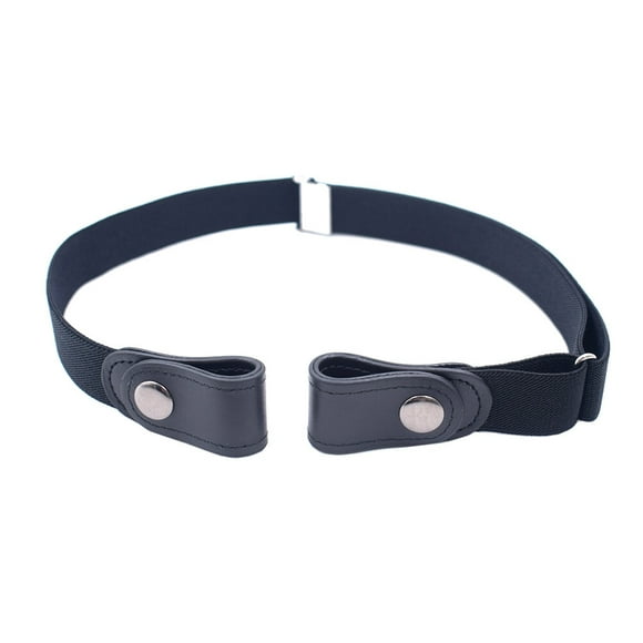 Cinturón de cintura elástico unisex ajustable sin hebilla Cinturones elásticos para pantalones vaqueros Vestido (negro)