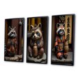 thumbnail image 3 of Designart "Happy Tanuki in Terracotta Tone I" Animals Raccoon Framed Wall Art Set Of 3 - Brown Raccoon Frame Gallery Set For Office Decor, 3 of 6