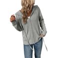 thumbnail image 2 of Seyurigaoka Women Casual Ribbed Cardigan Tops Solid Color Long Sleeve Zipper-Up Hooded Knitted Outwear, 2 of 7