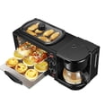 thumbnail image 1 of SiMbae - Estación de desayuno 3 en 1, incluye cafetera, plancha antiadherente y horno tostador de 4 rebanadas, versátil desayuno para apartamentos, cocina, color negro, 1 of 5