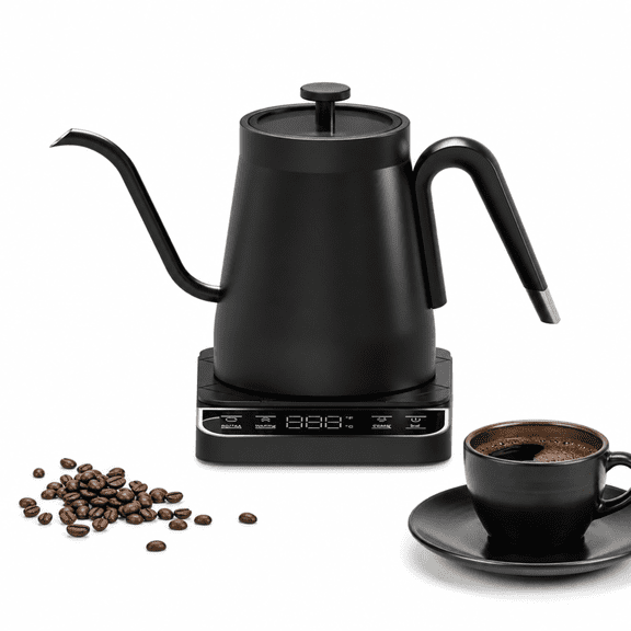 SpaceMuse 0.8L Electric Kettle with Temperature Control, Premium Stainless Steel Gooseneck Pour over Coffee & Tea Kettle, 1350W Rapid Heating, Black
