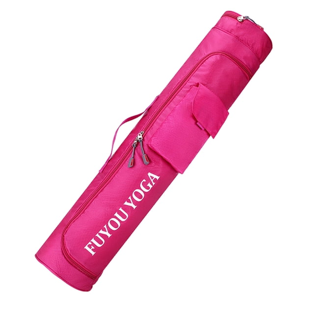 Langgg Sac de Tapis de Yoga Imperméable pour Pilates Transport Polyvalent avec Fermeture Éclair Complète Rouge Rose