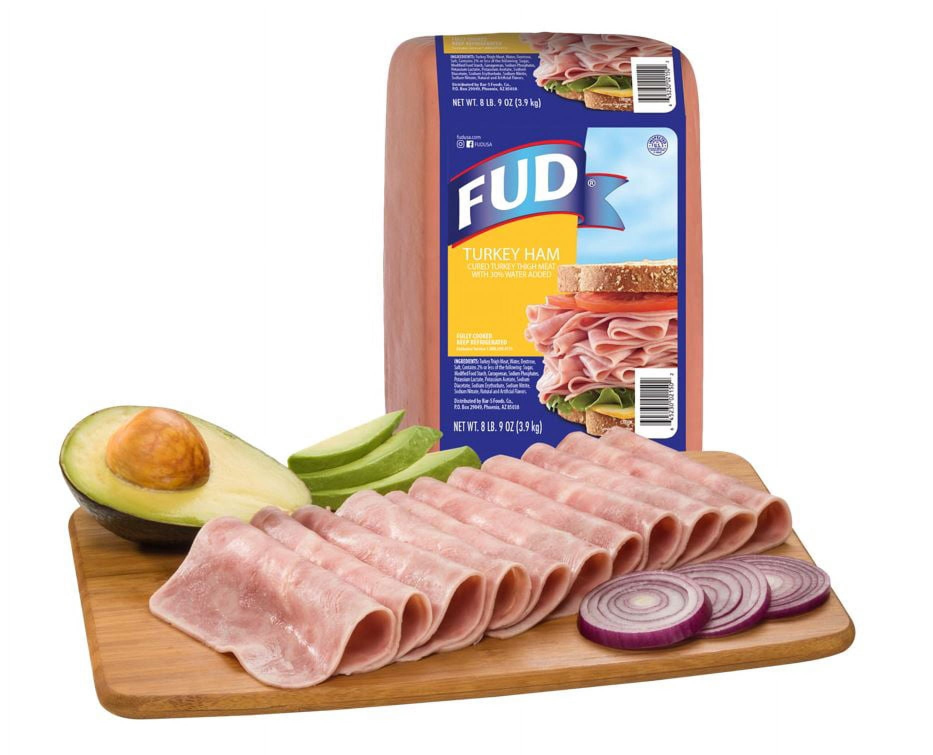 FUD Turkey Ham Deli Sliced - 8.56lbs, Bagged Plastic Package, Fully Cooked.
