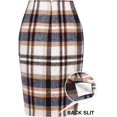 thumbnail image 2 of Falda midi de lana a cuadros para mujer, para otoño e invierno, cintura alta, entallada, longitud a la rodilla, con abertura Marrón CH Marrón CH Xishao ropa, 2 of 2
