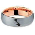 thumbnail image 2 of Tungsten California The Golden State Palm Trees Band Ring 7mm Men Women Comfort Fit 18k Rose Gold Dome Brushed Gray Polished, 2 of 4