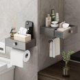 thumbnail image 3 of Toilet Paper Holder with Shelf Adhesive Toilet Paper Holder with Storage Upgrade Drawer Design Wipes Dispenser for Bathroom Toilet Tissue Holder Small Bathroom Shelf Wall Mount（Matte Gray）, 3 of 5