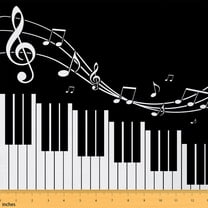 Homewish Black White Piano 01 for Teens, Music Melody Room Decor Fabric by the Yard, Chic Abstract Sewing Fabric, Breathable Home Decor