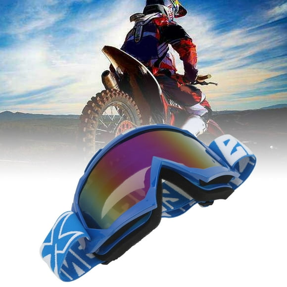 Motocross Goggles, Sponge Cushion ATV Goggles Elastic Strap Anti Wind Sand Bendable PC Lens with Storage Box for Women for Skiing Black Frame Red Eyeglass,Blue Frame Color Eyeglass