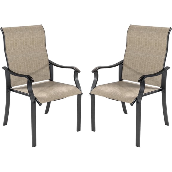 UDPATIO Patio Chairs Set of 2, Outdoor Dining Chairs High Back with All Weather Breathable Textilene, Metal Frame for Lawn Garden Backyard Deck, Khaki