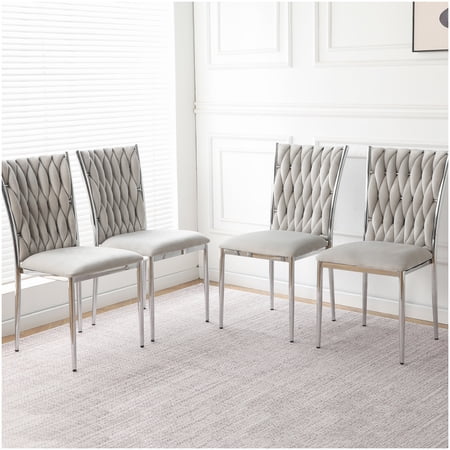 4 light gray velvet chairs product