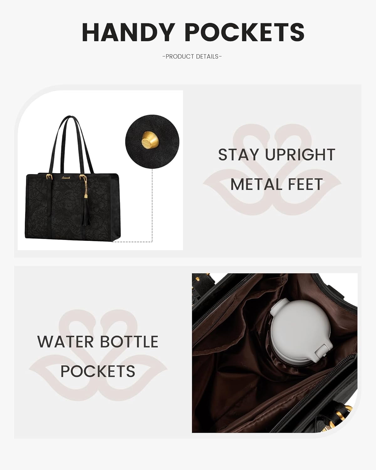 LOVEVOOK Laptop Bag for Women Vintage Leather Laptop Tote 15.6 inch Large Capacity Computer bag with Clutch Purse for Work