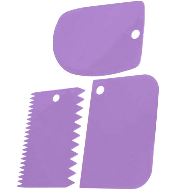 3pcs/set Scraper Plastic Cream Spatula DIY Cake Decorating Tool Home Bakery Baking Supplies, Purple