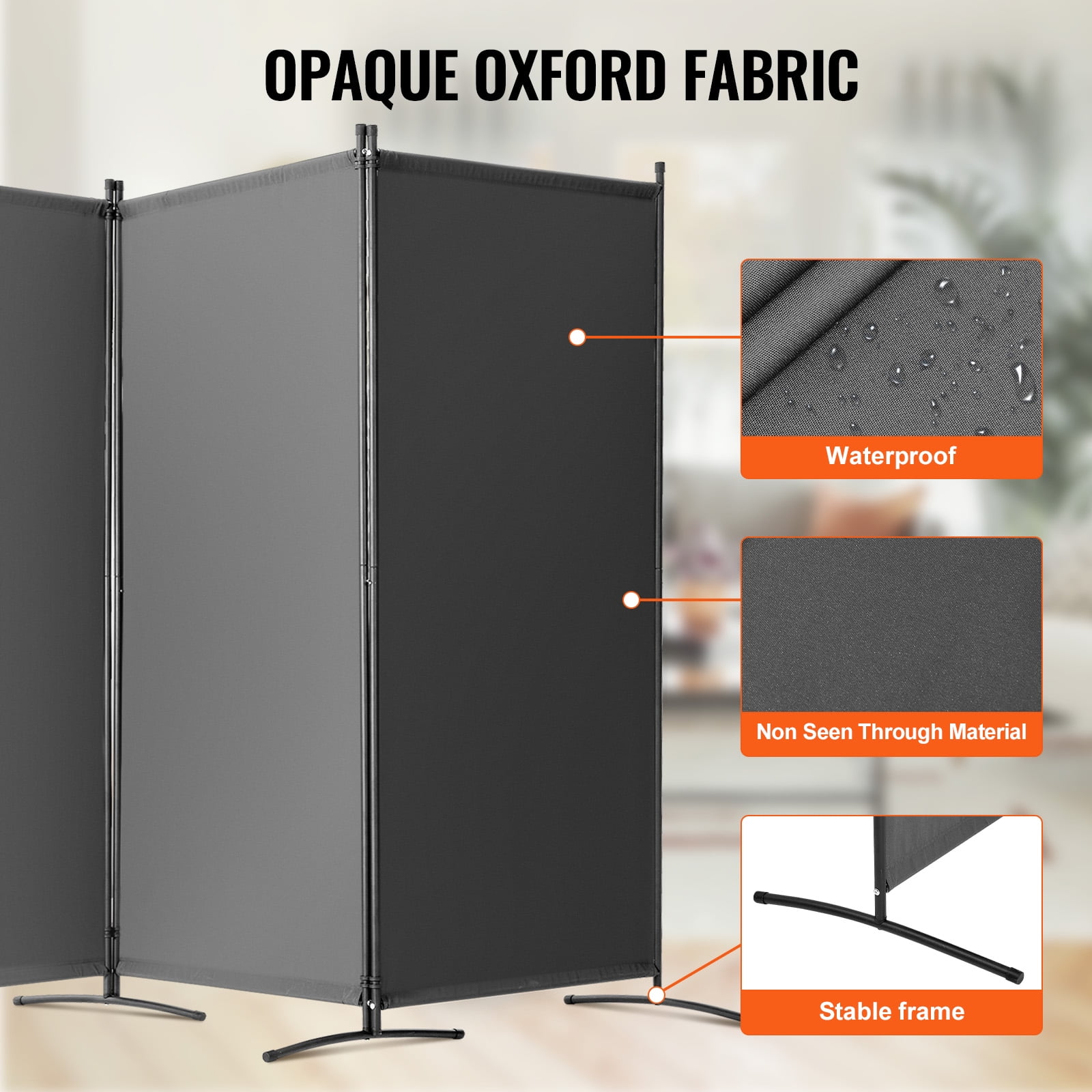 VEVOR Room Divider, 3 Panel Room Divider, Folding Privacy Screen and Portable Partition Divider for Room Separation, Freestanding Room Partitions for Office, Bedroom, Study, Grey