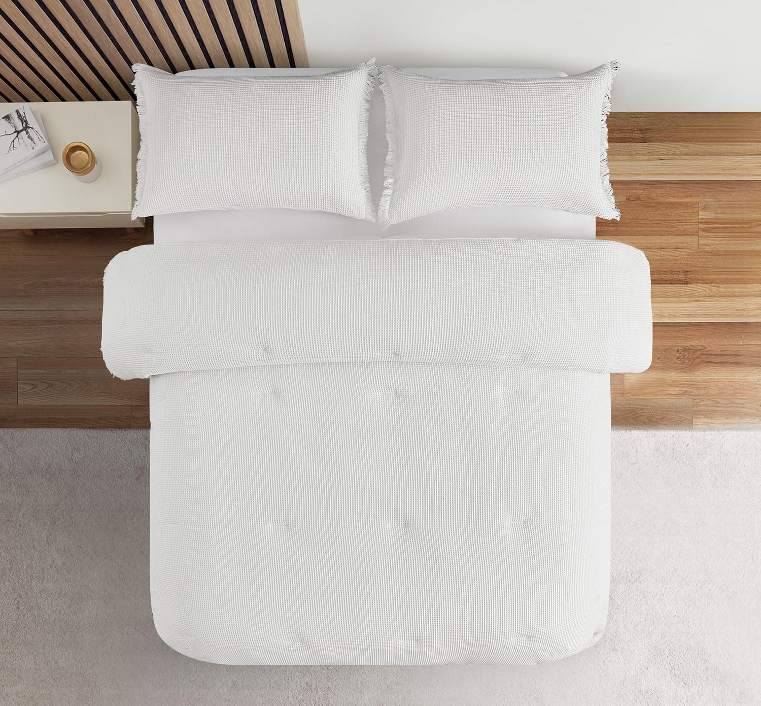 Ensemble d'édredon réversible en coton gaufré 3 pièces Charlotte