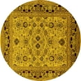 thumbnail image 1 of Ahgly Company Machine Washable Indoor Round Oriental Yellow Industrial Area Rugs, 4' Round, 1 of 4