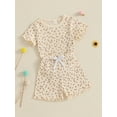 thumbnail image 5 of Toddler Baby Girls Shorts Clothing Set, 6 12 18 24 Months 2T 3T 4T Short Sleeve Crew Neck T-shirt with Shorts Floral Summer Outfit, 5 of 9