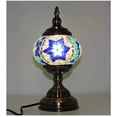 thumbnail image 4 of Silver Fever Handcrafted Mosaic Turkish Lamp -Moroccan Glass - Table Desk Bedside Light- Bronze Base Blue Star of David, 4 of 7