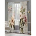 thumbnail image 4 of Vintage Pink Floral Sheer Curtains 96 Inch Length 2 Panels Set, Spring Botanical Oil Painting Voile Window Treatment Semi Sheer Long Curtains Drapes for Bedroom/Living Room/Kitchen 52"x96"x2, 4 of 7
