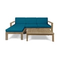 thumbnail image 2 of Santa Otis Outdoor 3 Seater Acacia Wood Sofa Sectional with Cushions, Light Brown and Dark Teal, 2 of 4