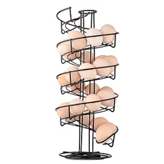Spiral Design Metal Egg Skelter Dispenser Rack, Storage Display Rack, Black