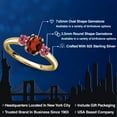 thumbnail image 2 of Gem Stone King 18K Yellow Gold Plated Silver Red Garnet and Pink Tourmaline Engagement Ring for Women | 1.17 Cttw | Oval 7X5MM | Gemstone January Birthstone | Size 7, 2 of 6
