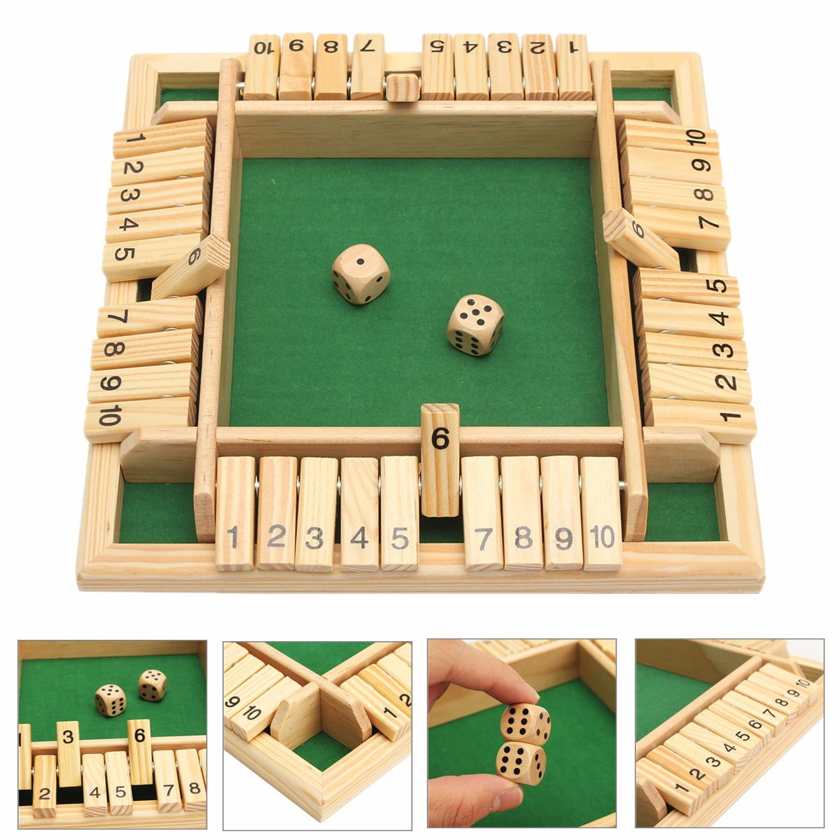 NEW Shut The Box Traditional Family Fun Kids Adult Play Wooden Board Dice Game 