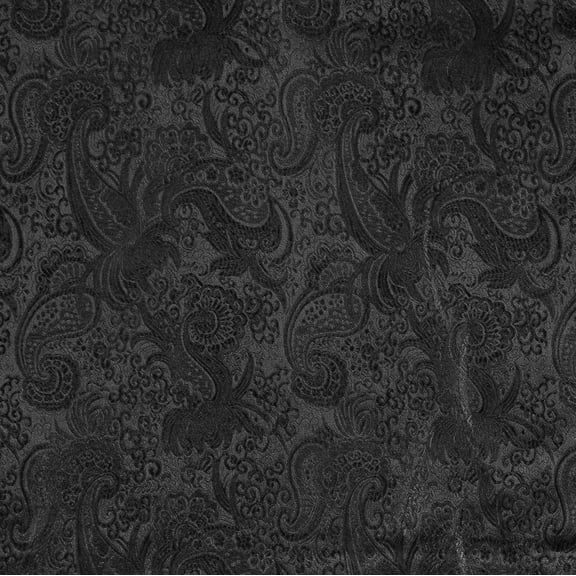 Metallic Paisley Black Brocade Fabric 60" By Yard in Red Yellow White Purple Blue (Black / Black)