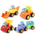 thumbnail image 1 of Juguetes de coches de fricción, 4 vehículos de construcción para empujar y avanzar, juguetes educativos tempranos para niños de 1 a 3 años., 1 of 8