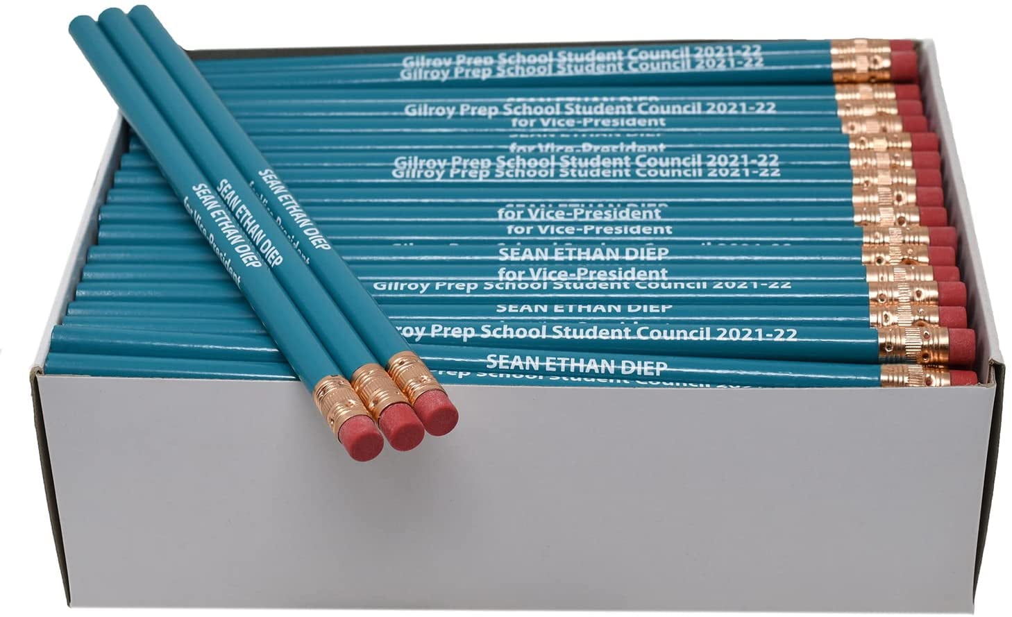 12  "Round  "LIGHT TURQUOISE"  Personalized Pencils 