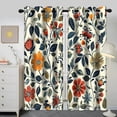 thumbnail image 3 of Floral Leaves Blackout Curtain, Red Yellow Boho Flowers Aesthetic Art Window Curtains Darkening Thermal Insulated Grommet Window Drapes for Living Room Bedroom Decor 53"W x 84"L (Pack of 2), 3 of 6