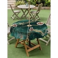 thumbnail image 5 of Outdoor Tablecloth with Umbrella Hole Zipper Teal Golden Marble Round Tablecloth 54" Waterproof Outside Table Cloth Modern Farmhouse Gradient Texture Patio Table Cover Tablecloths for Picnic Party, 5 of 8