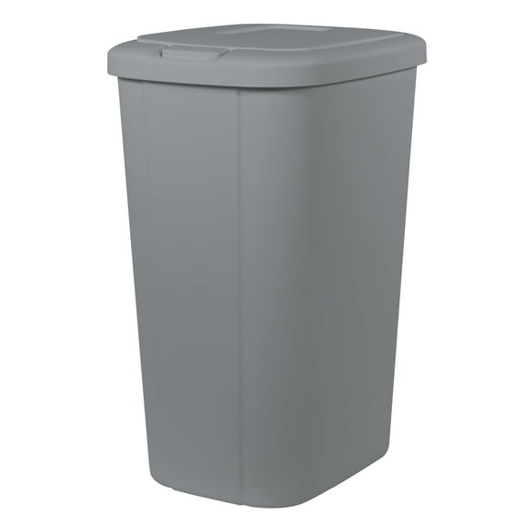 Hefty Kitchen Trash Can, 13.3 Gallon Plastic Touch Top Garbage Bin with Push Button Lid, Gray