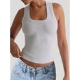 thumbnail image 4 of Womens Ribbed Square Neck Tank Tops Basic Backless Sleeveless Summer Camisole Grey M, 4 of 7