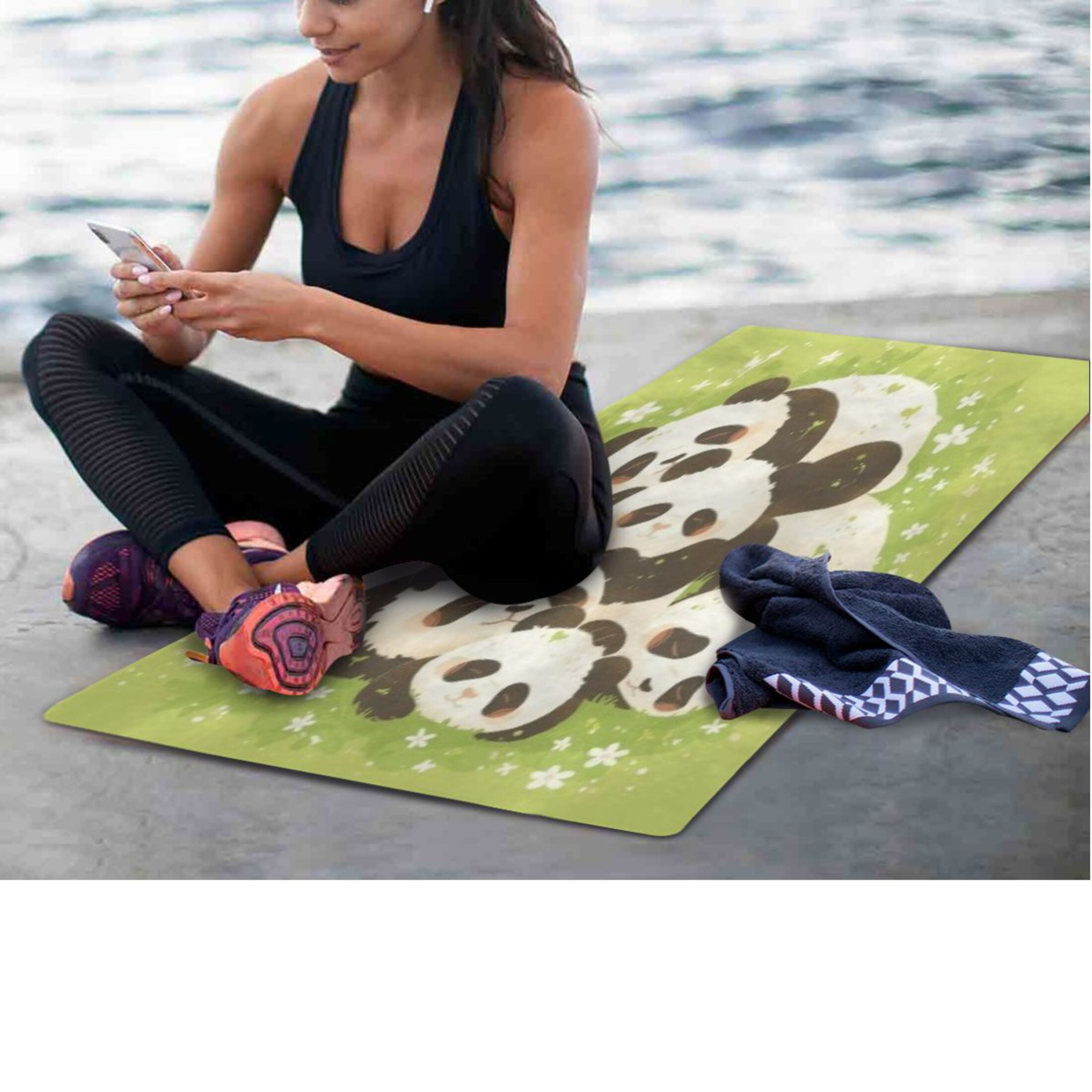 BZSMCE Yoga Mat Women Fitness Mat Panda Stack Pattern