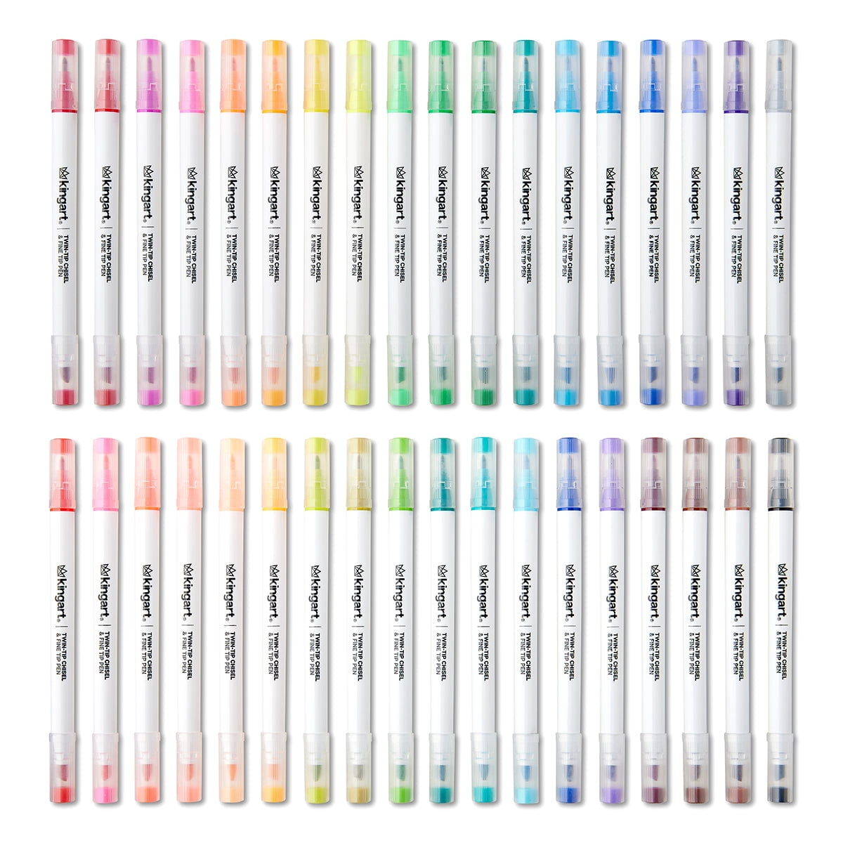 KINGART, Markers, 36 Colors, Chisel & Fine Tip Set with Storage