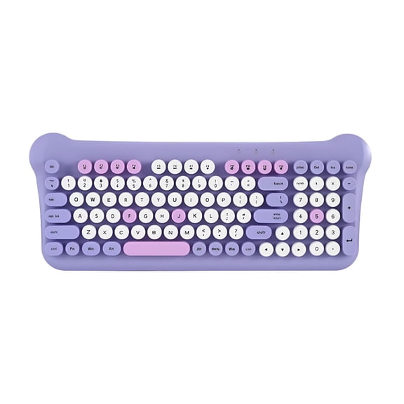 GJX 2026 New Retro Round Cap Wireless Keyboard and Mouse Set Desktop Pc Laptop Universal Wireless Keyboard Smart Power Saving for Home,Office,Gaming,School,Work