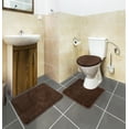 thumbnail image 2 of Ottomanson Oceana Washable Non-Slip Rubberback Polypropylene Brown Bath Rug Set, 3 Piece, 2 of 9