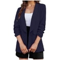 thumbnail image 2 of Patlollav Fall Winter Womens Jackets,Ladies Solid Color 7/4 Cuff Fold Buckle Free Suit Coats, 2 of 6
