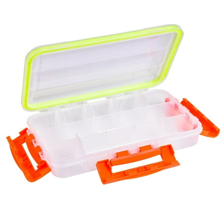 Voiceine Transparent Fishing Tackle Box with 3 Latches Waterproof Storage Box Outdoor Fishing Storage Organizer (Small)