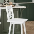 thumbnail image 4 of BizChair Commercial Grade Solid Wood Modern Farmhouse Swivel Counter Height Barstool in Antique White Wash, 4 of 12