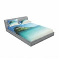 thumbnail image 3 of Ambesonne Beach Fitted Sheet & Pillow Sham Set, Tropic Island Scenery, Twin, Blue Cream Green, 3 of 3