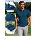 thumbnail image 3 of Cadmus Men's Polo Shirt Quick Dry Performance Short Sleeve Tactical Shirts Pique Jersey Golf Shirt,8688,Light Navy Blue,L, 3 of 7