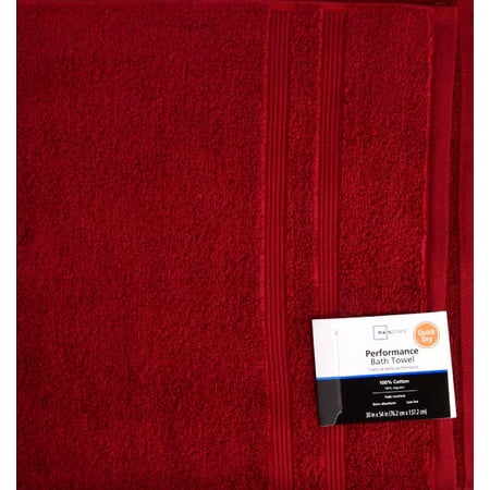 Mainstays Performance Quick Dry Solid Red Sedona Bath Towel, 1 Each