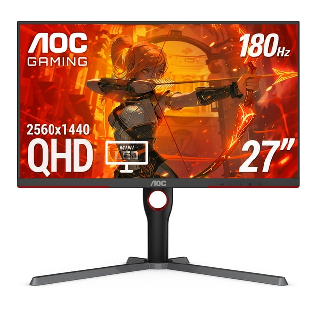 AOC Q27G3XMN Mini monitor LED para juegos de 27", 2K QHD 2560x1440, 180 Hz 1 ms, 2X HDMI 2.0, 2X Display Port, altura ajustable, preparado para Xbox/PS5/Switch, 3 años de punto de brillo cero