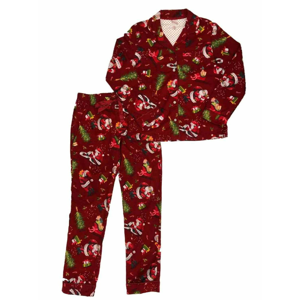 Wondershop - Womens Red Flannel Santa Claus Christmas Holiday Pajamas ...