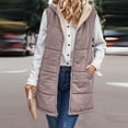 thumbnail image 2 of Baberdicy Puffer Vest Womens 2023 Fall Reversible Vests Sleeveless Womens Winter Coats Zip up Hoodie Pockets Long Warm Winter Coat Outerwear Sweater Vest Khaki, 2 of 9