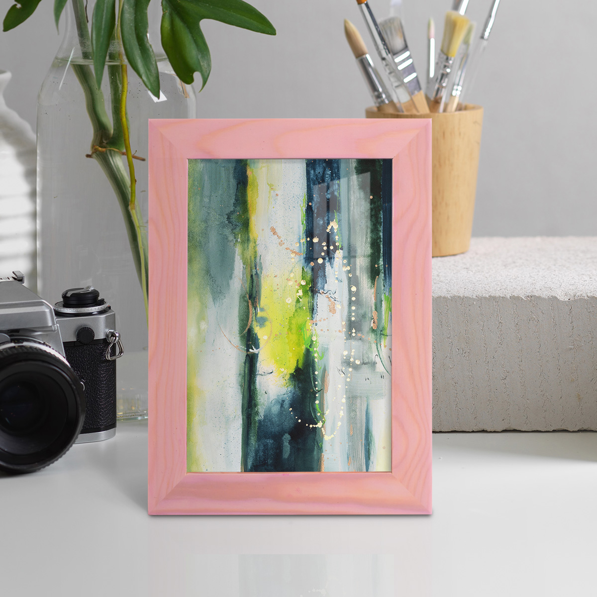 Treetops I - Framed Print w/glass - Sunset Pink