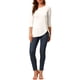 thumbnail image 2 of INSPIRAR CHIC Blusas de Mujer Cuello Redondo de Manga 3/4 con Botones Decorativos y Dobladillo Irregular Estilo Casual 2XL Blanco, 2 of 7